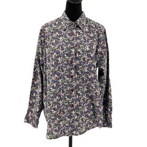 Vtg Basic Editions Micro Floral Shirt Womens XL Button‎ Up Cottage Core Coquette